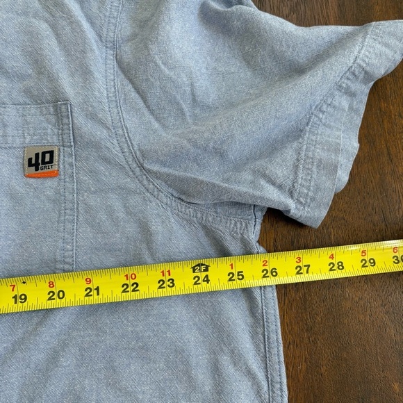 40 Grit By Duluth Trading Standard Fit Blue Short Sleeve Shirt Men XL Chambray - Picture 6 of 8